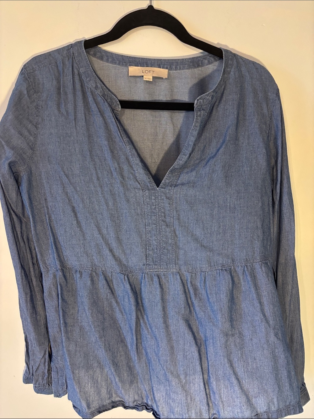 LOFT Light Blue Chambray Peplum Tunic
